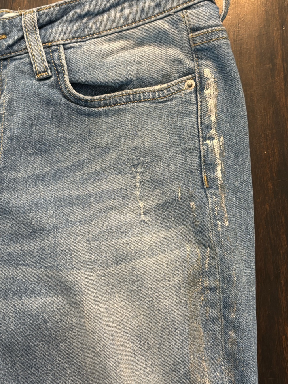 Zara Basics Light Blue Denim Jeans with metallic silver paint size 6 - Picture 4 of 10
